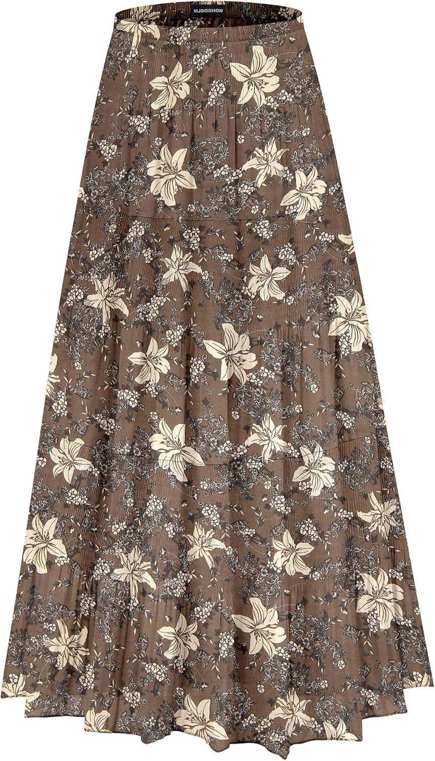 Womens Chiffon Long Skirt with Floral Design for Boho Style