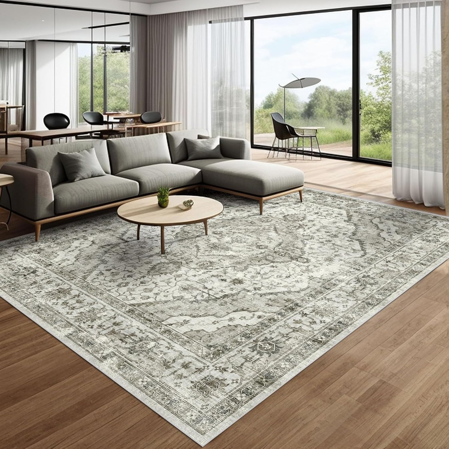 Deerly Washable Rugs 8x10 Area Rug for Living Room Decor