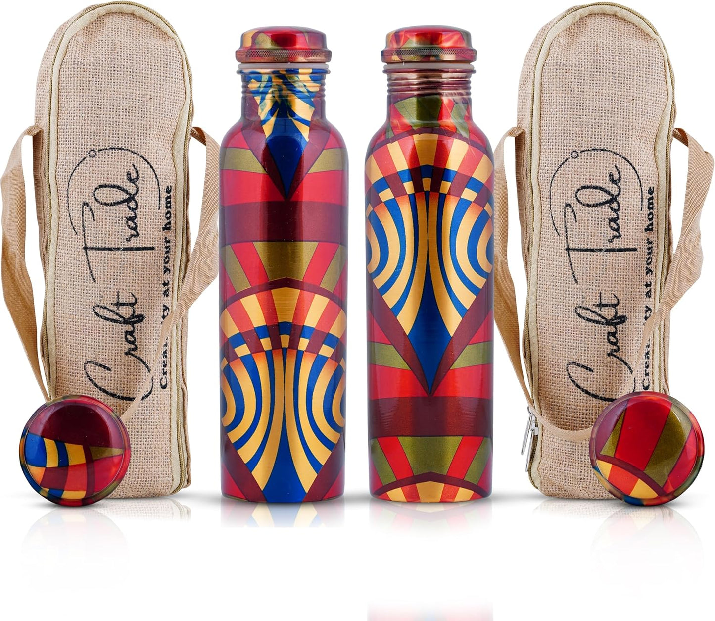 Craft Trade Printed Pure Copper Bottle for Healthy Living