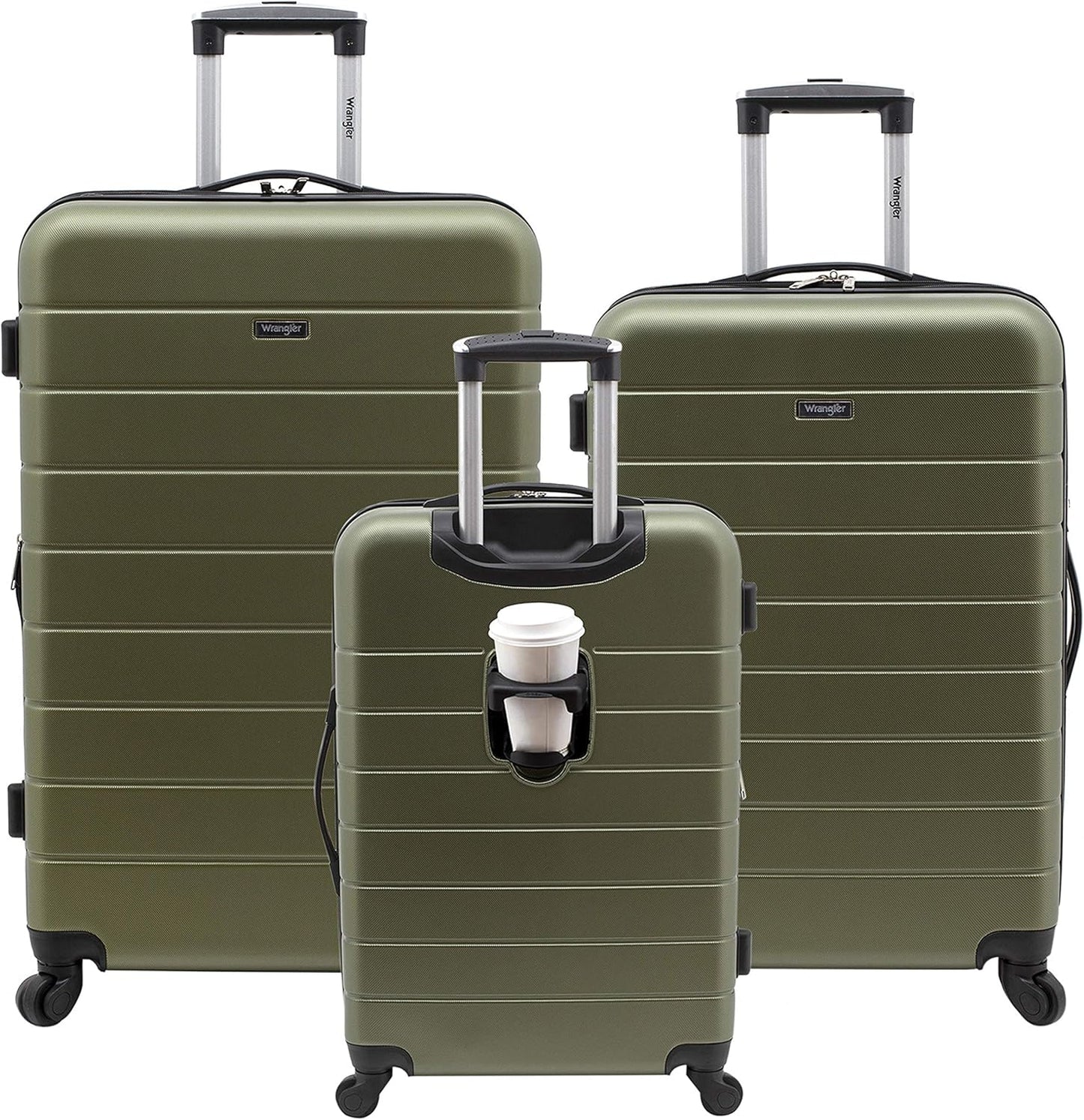 Wrangler Smart Luggage Set with USB Port and Cup Holder