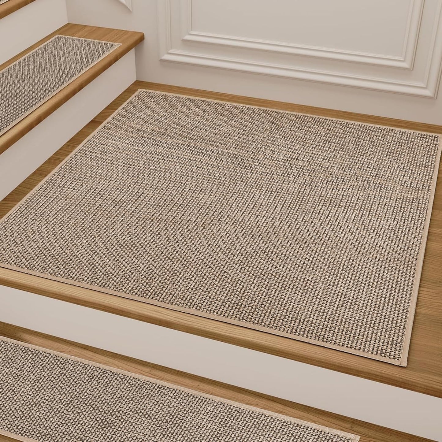 Deerly Comfortable Stair Landing Carpet Non Slip Rug 30in Beige