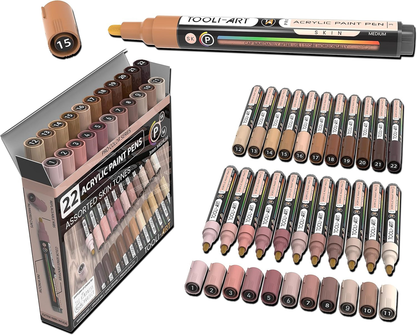 TOOLI-ART 22 Acrylic Paint Markers Set for Rock Painting & More