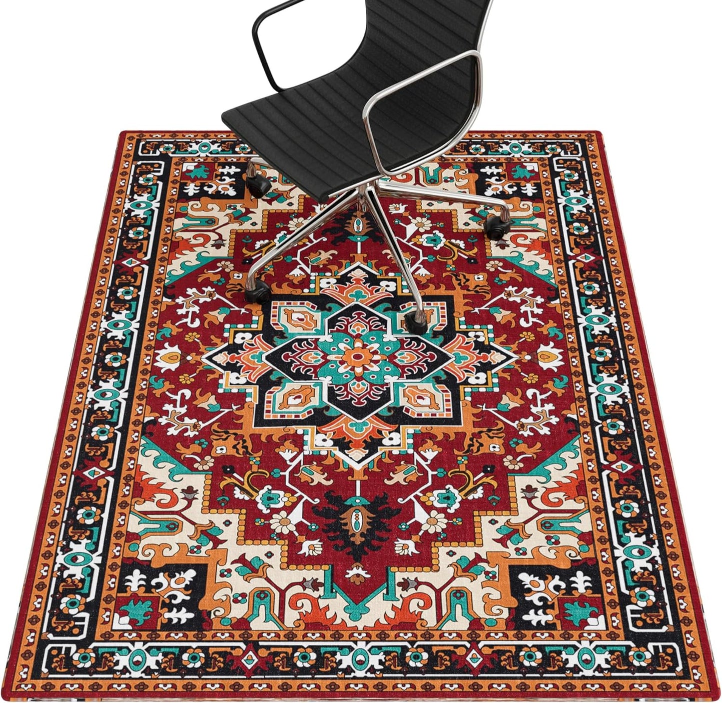 Office Chair Mat for Hardwood Floor - Non Slip Deep Red Rug