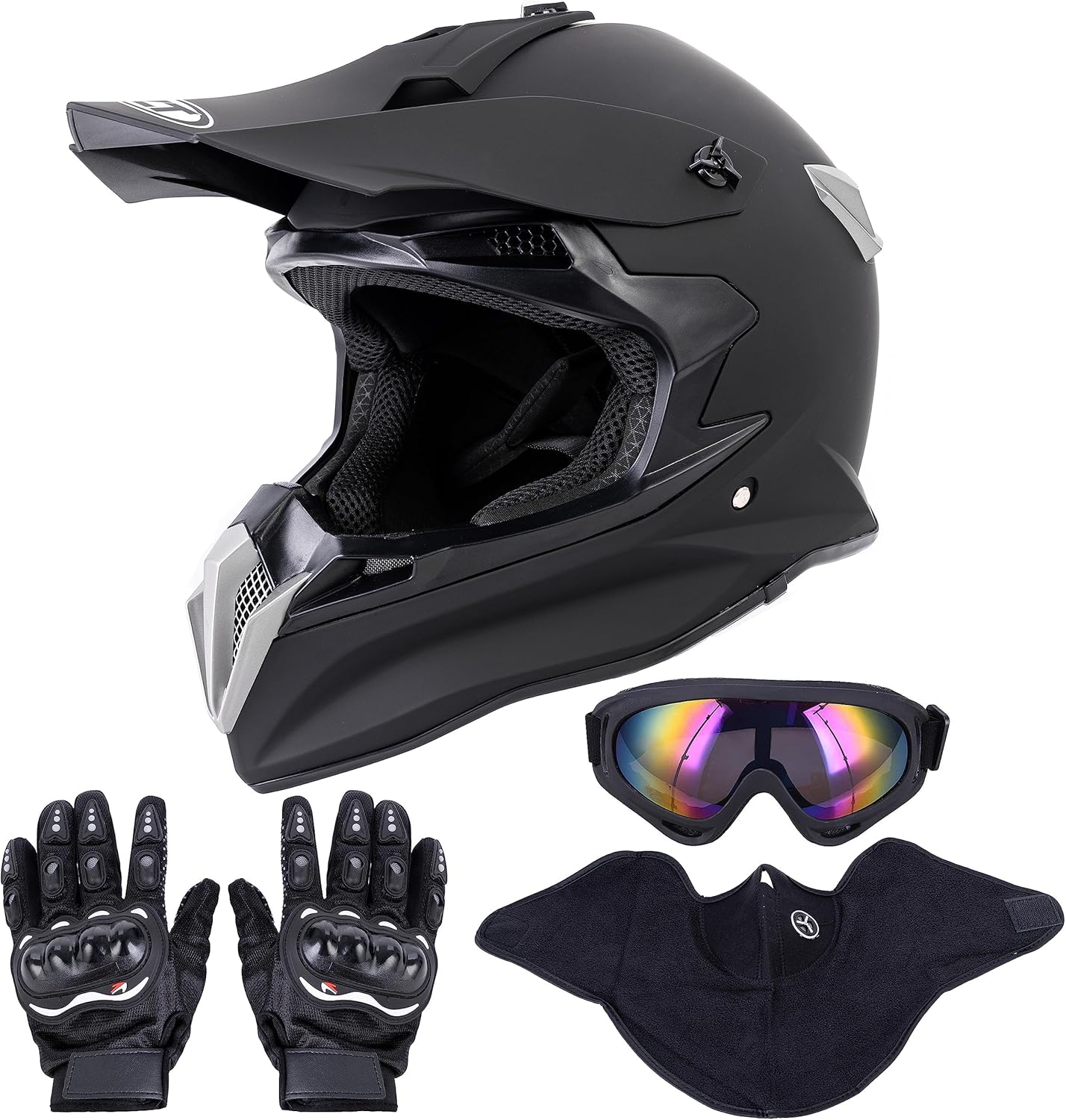 Adult Motocross Dirt Bike Helmet with Goggles, Gloves & Mask