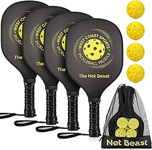 Net Beast Pickleball Paddles Set of 4 for Ultimate Fun