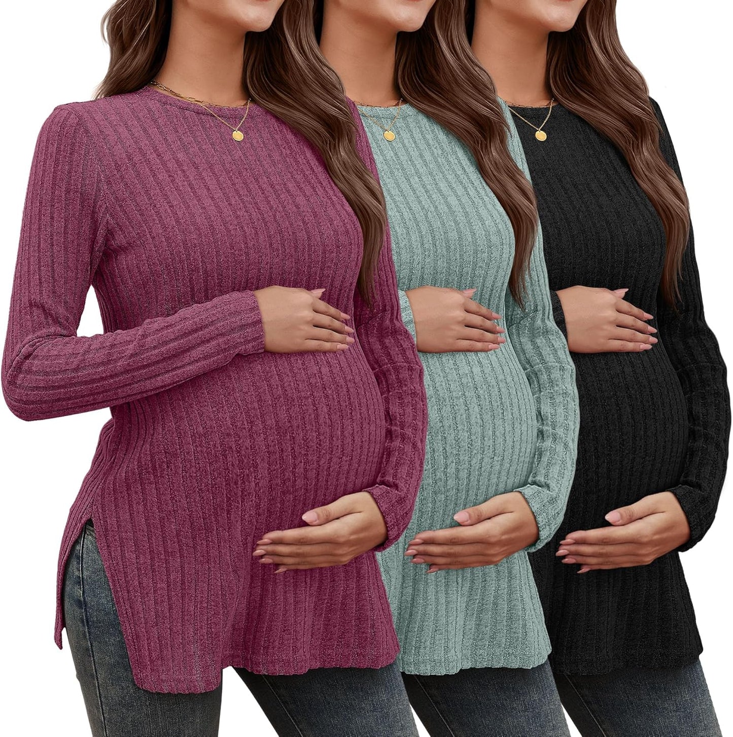 3 Pack Women's Maternity Shirts for Comfort and Style