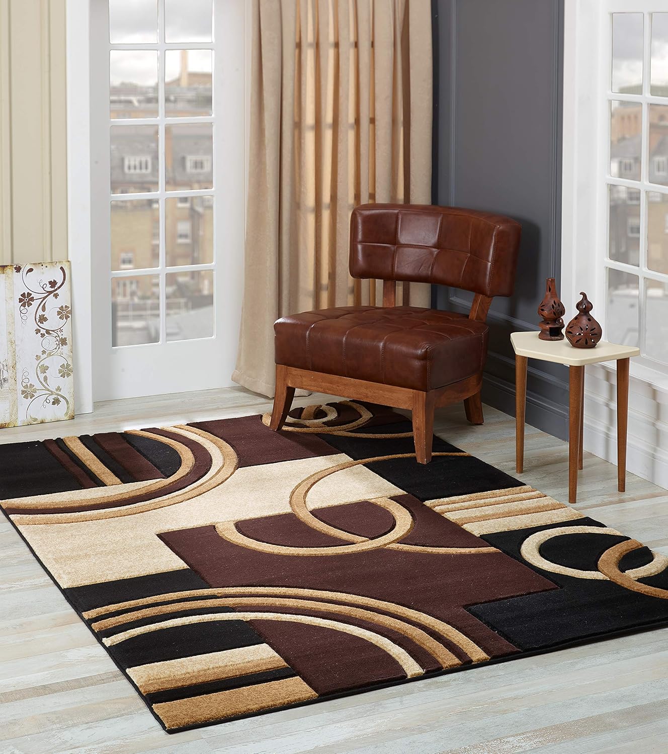 GLORY RUGS Area Rug Modern 8x10 Brown Soft Hand Carved Carpet