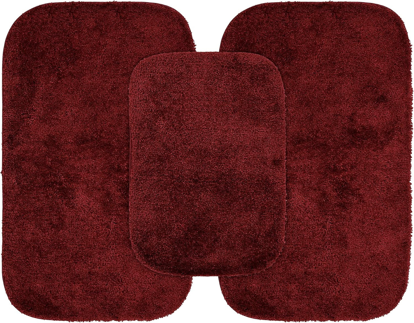 Garland Rug Traditional Nylon Washable Bath Rugs Set in Chili Red