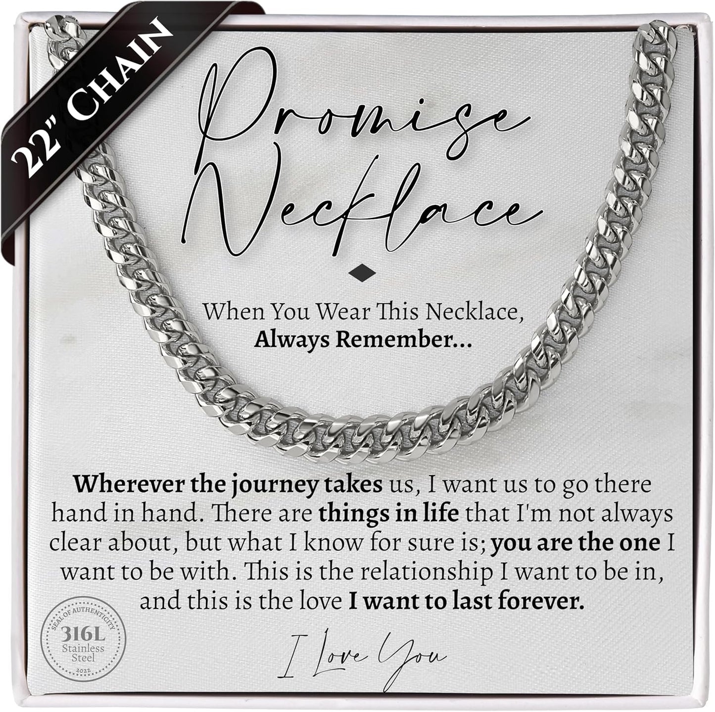 Promise Cuban Chain Necklace for Him - Sentimental Gift Idea