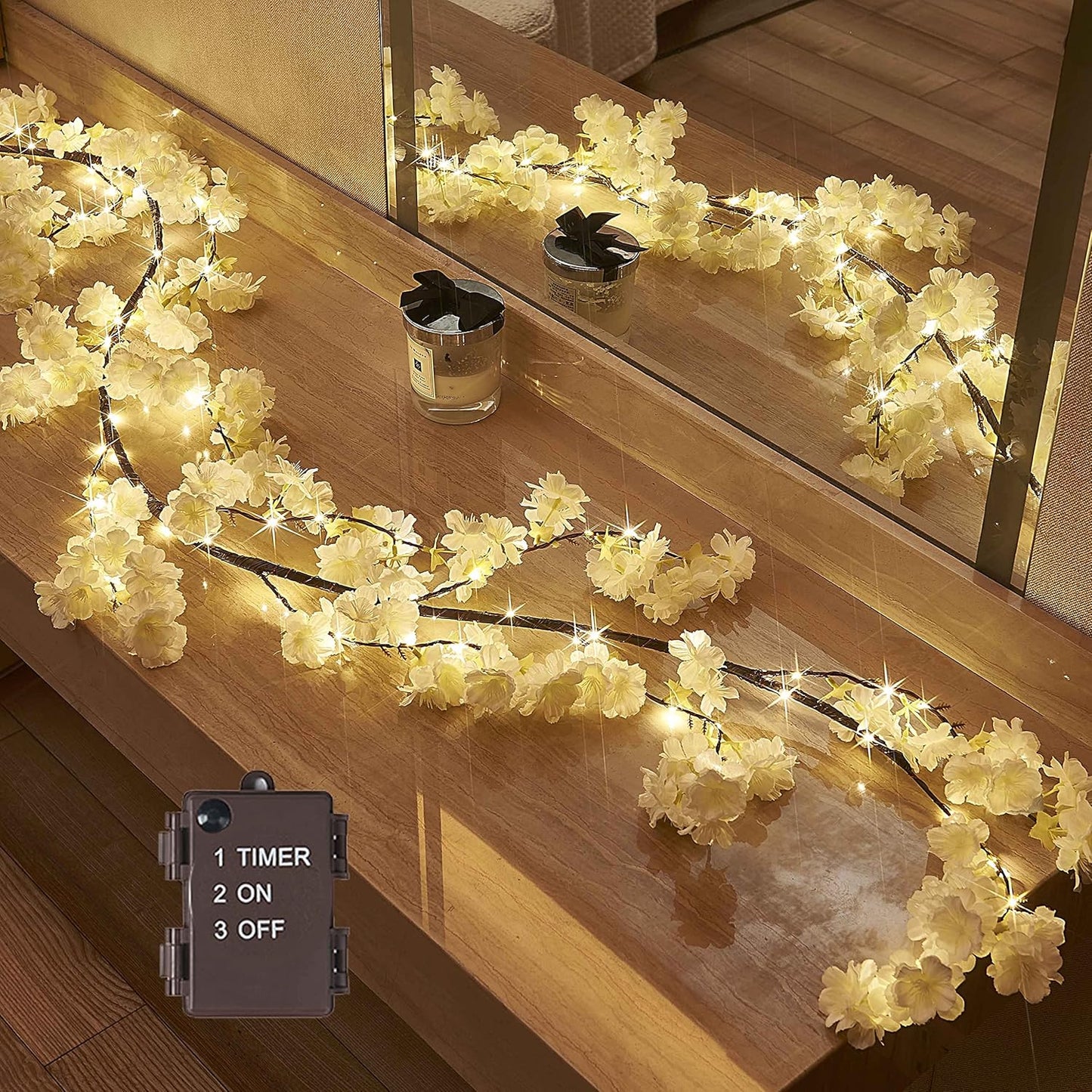 Hairui Cherry Blossom 96 LED Fairy Lights 6FT Garland for Decor