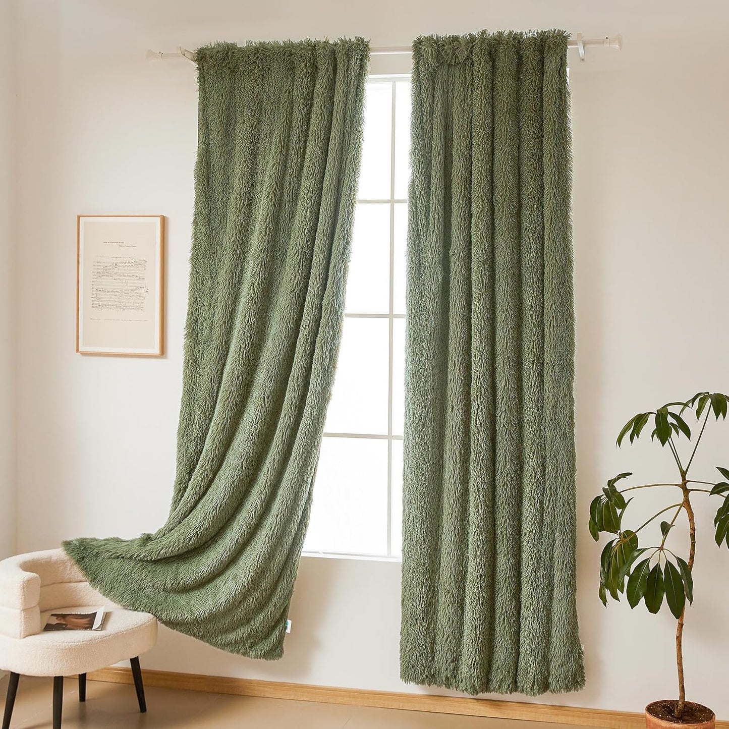 Luxurious Sage Green Velvet Blackout Curtains by LIFEREVO
