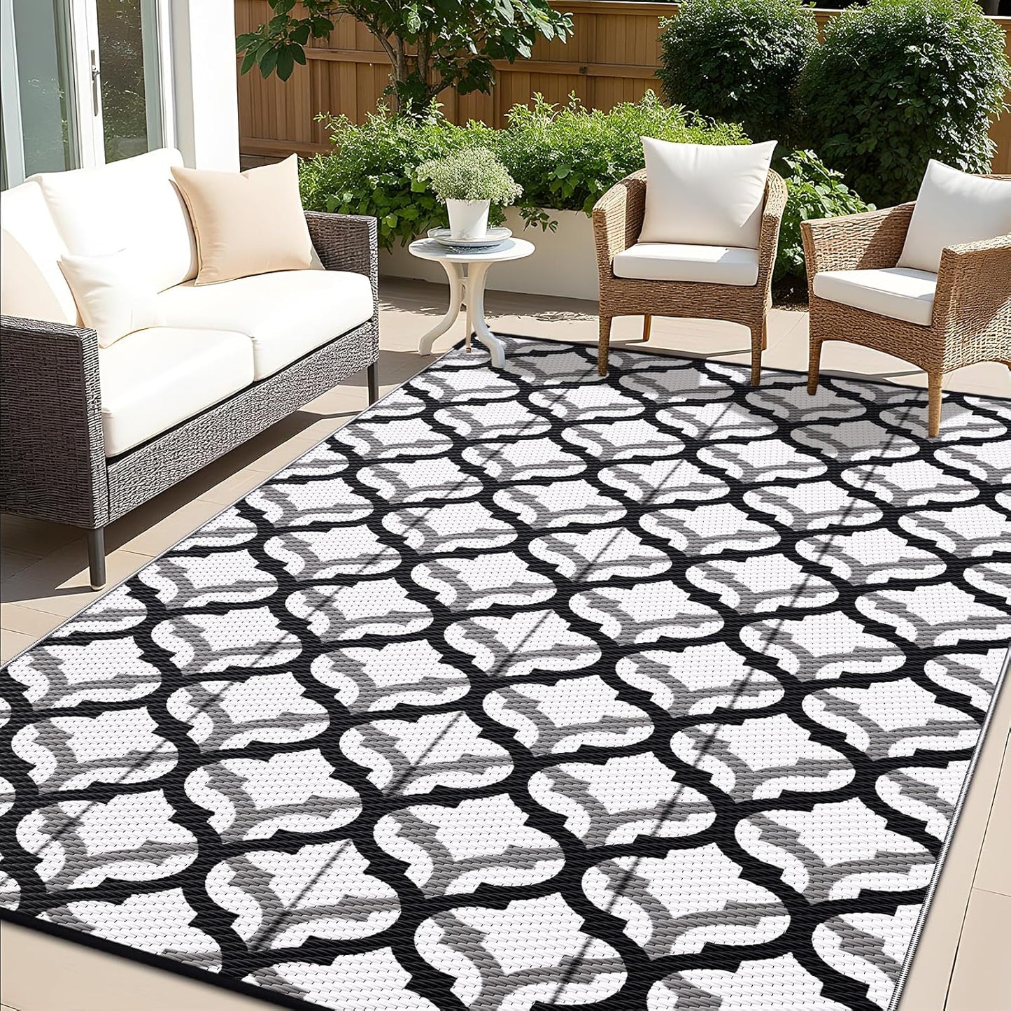 OLANLY Reversible Outdoor Rug 9x12 ft for Patio & Camping