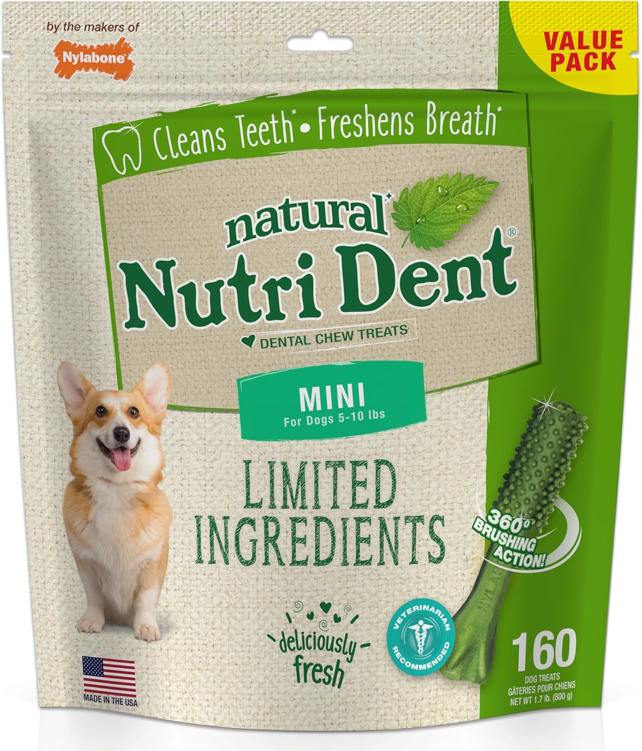 Nylabone Nutri Dent Dog Dental Chews for Fresh Breath Care