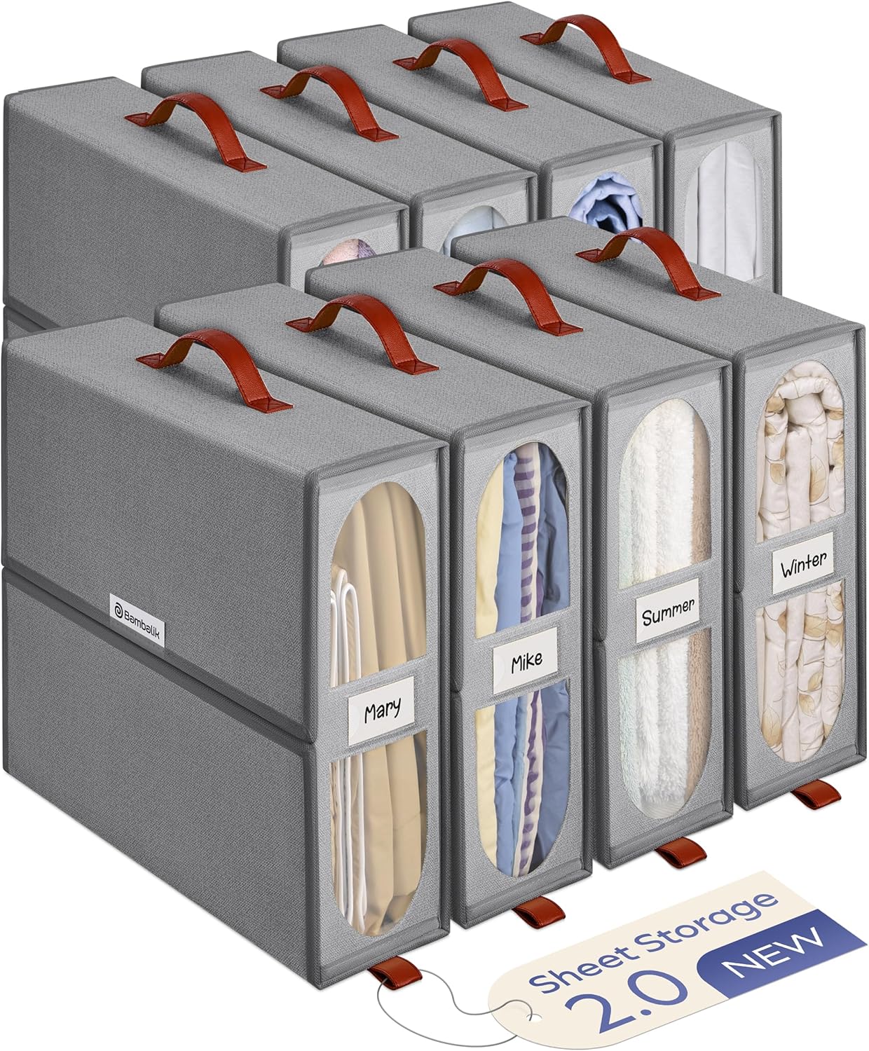 8x Bed Sheet Organizer Storage Boxes with Big See-Through Windows
