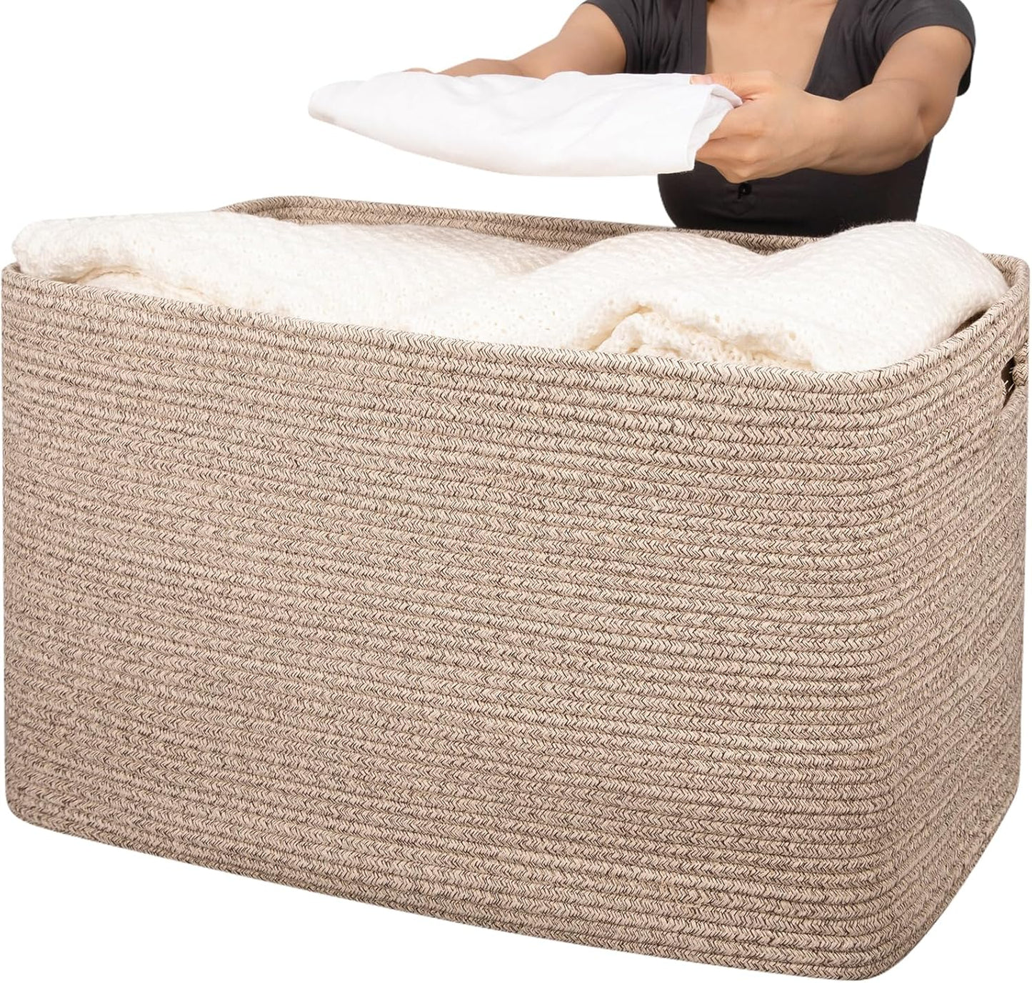 XXXLarge Cotton Rope Storage Basket for Organizing Clothes and Toys
