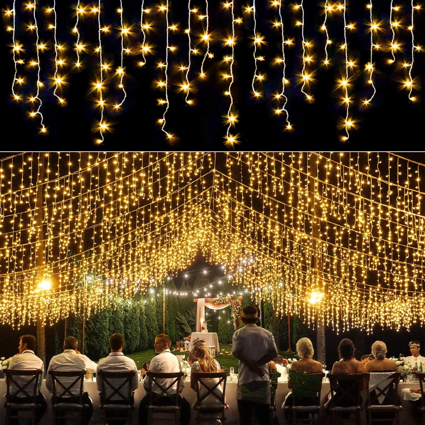 Nielfoi 66ft Christmas Icicle Lights - 640LED 8 Modes
