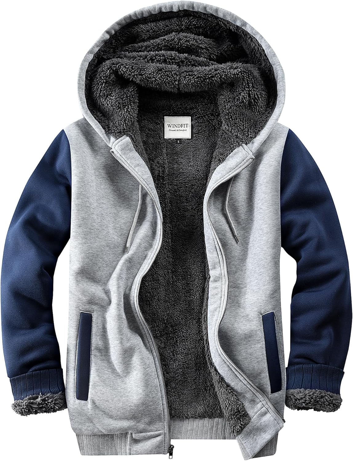 Men's Sherpa Jacket Heavyweight Zip Up Hoodie for Cold Weather