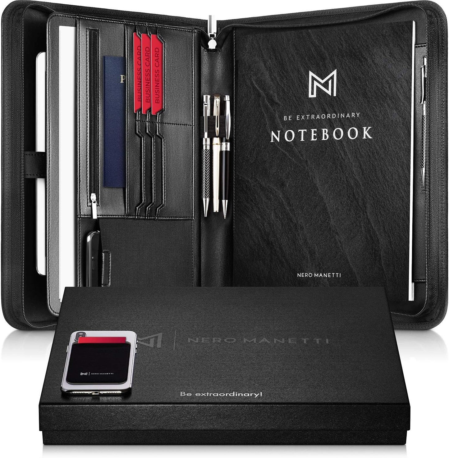 Zippered Vegan Leather Padfolio for Professionals and Students
