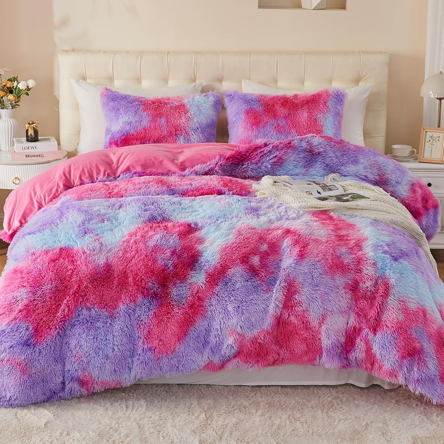 EMME Luxury Fuzzy Duvet Cover Set for Twin Bed - Plush Comfort
