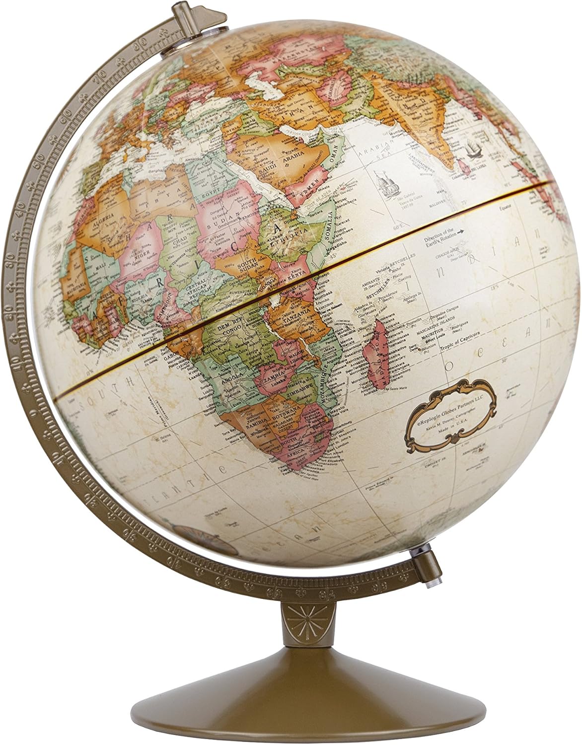 Replogle Globes Franklin World Globe with Antique Ocean Finish