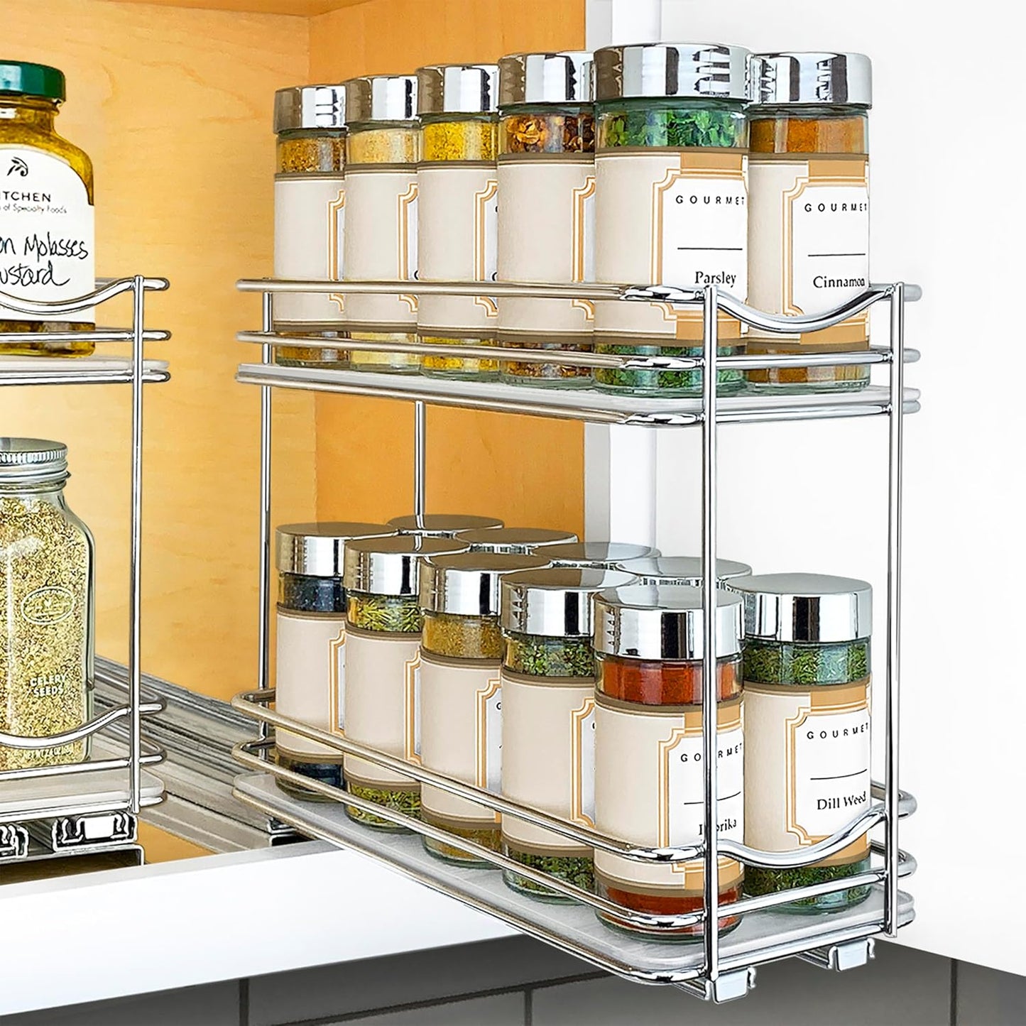 LYNK PROFESSIONAL Pull Out Spice Rack Organizer for Kitchen Use