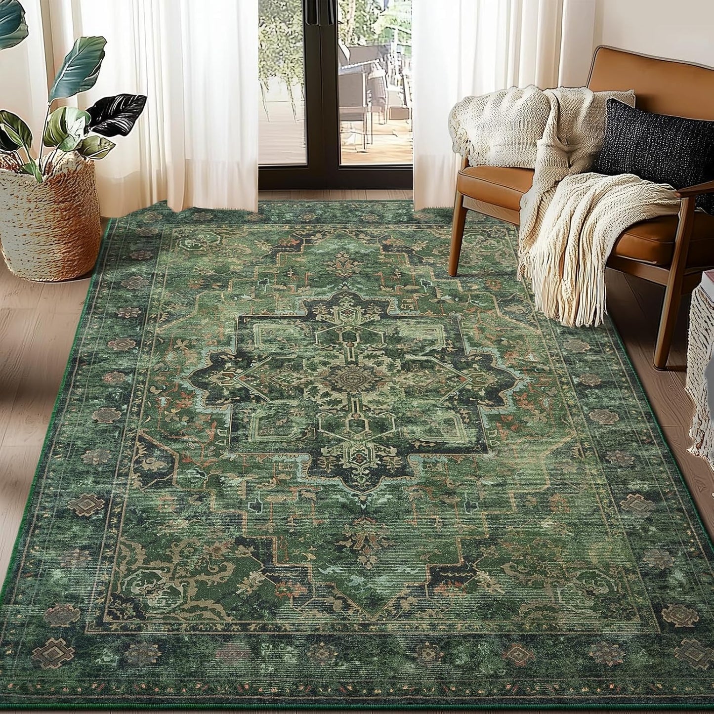 Vintage Dark Green Area Rugs 5x7 for Stylish Living Spaces