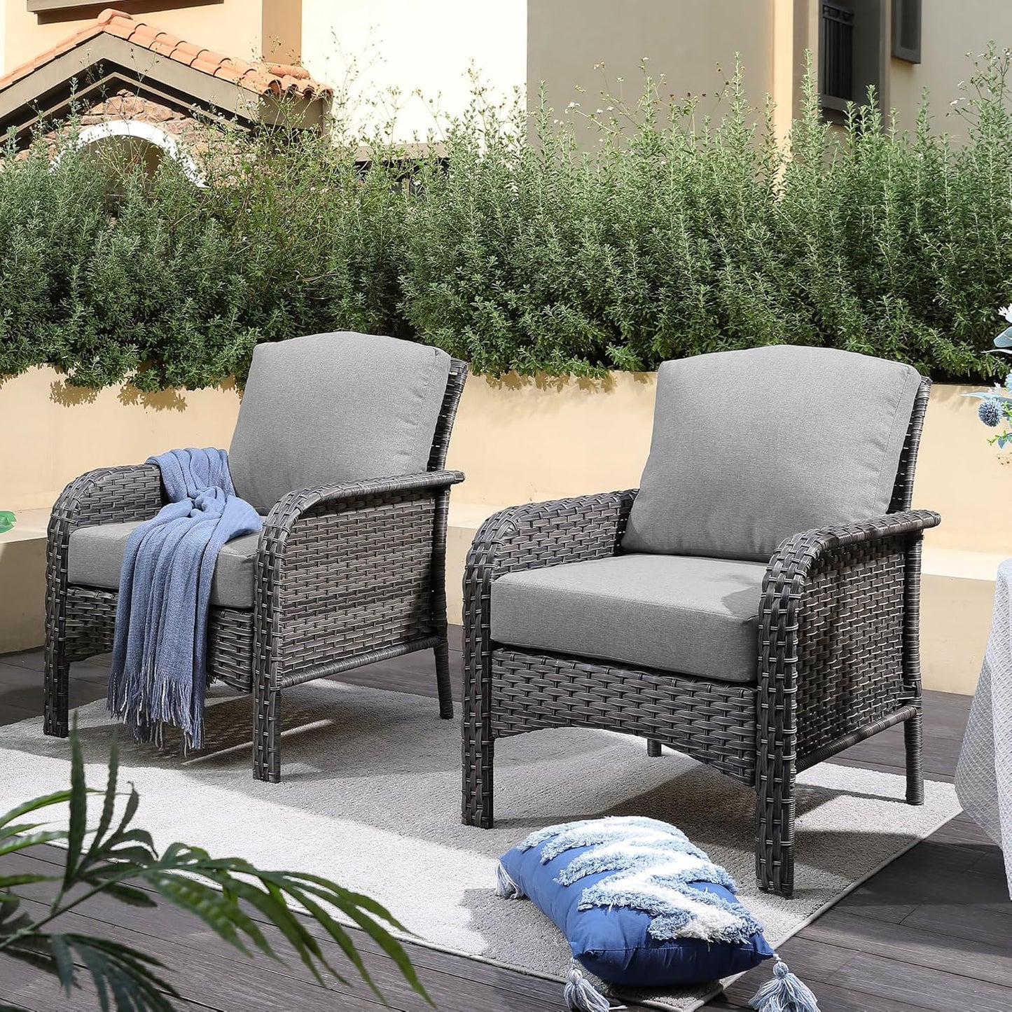 2 Pack Wicker Patio Furniture Chairs for Outdoor Comfort