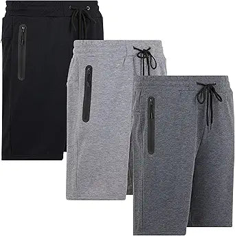 PURE CHAMP Mens 3 Pk French Terry Cotton Casual Gym Shorts