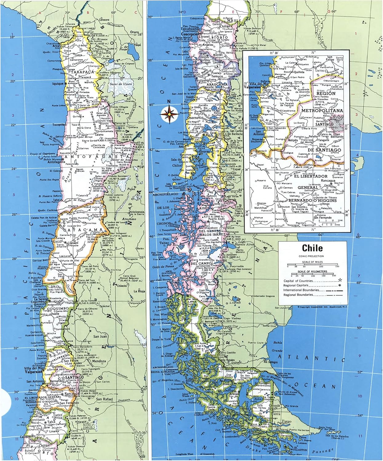 Chile Political & Administrative Map Poster - 20x24