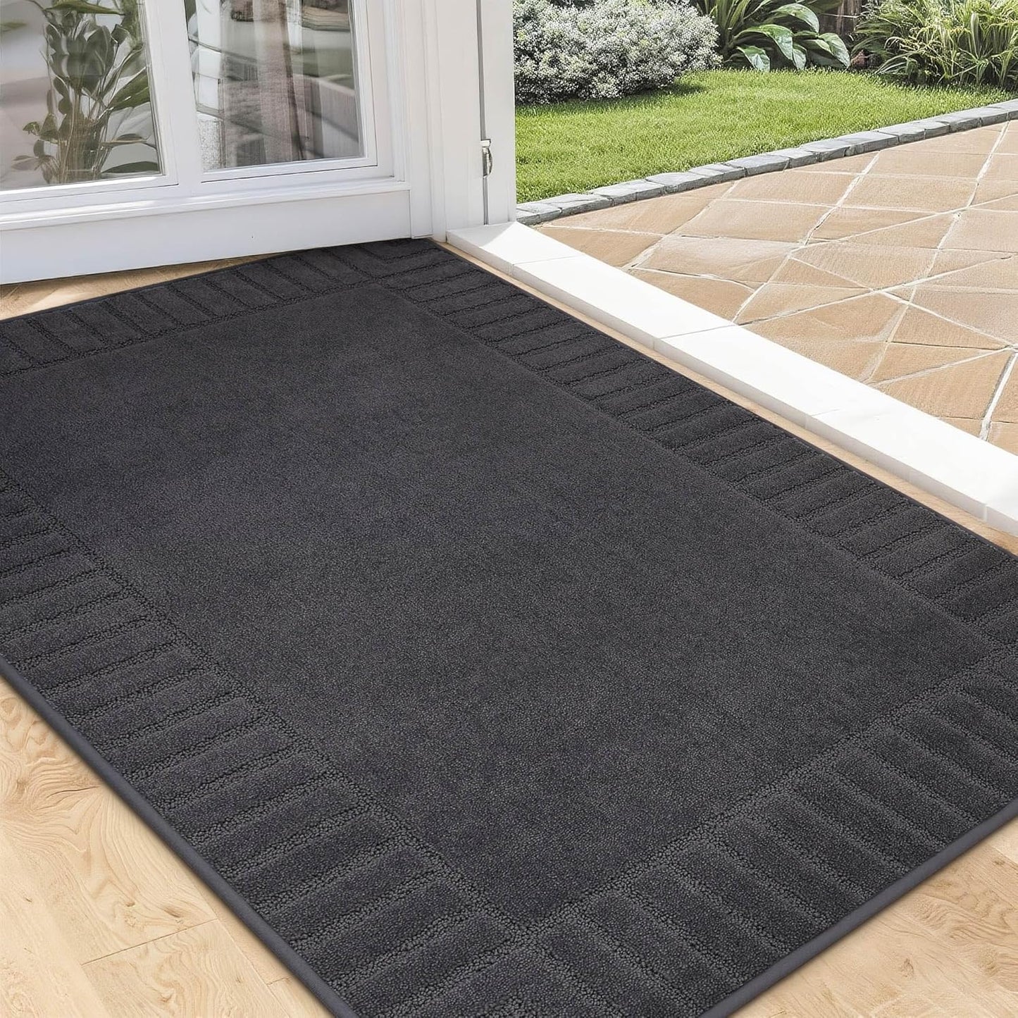 BEQHAUSE Non-Slip Front Doormat for Entryway, Dark Grey, 32x48
