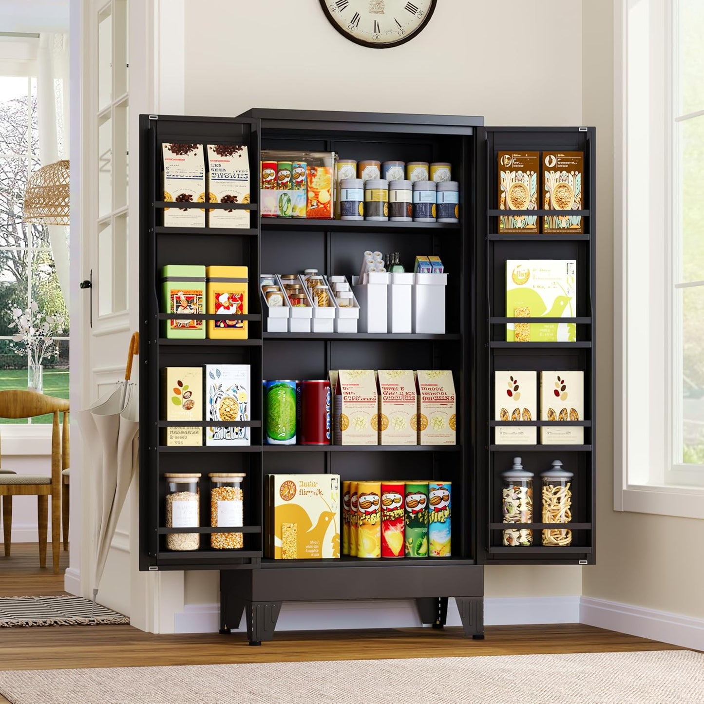 51in Metal Kitchen Pantry Cabinet with Adjustable Shelves
