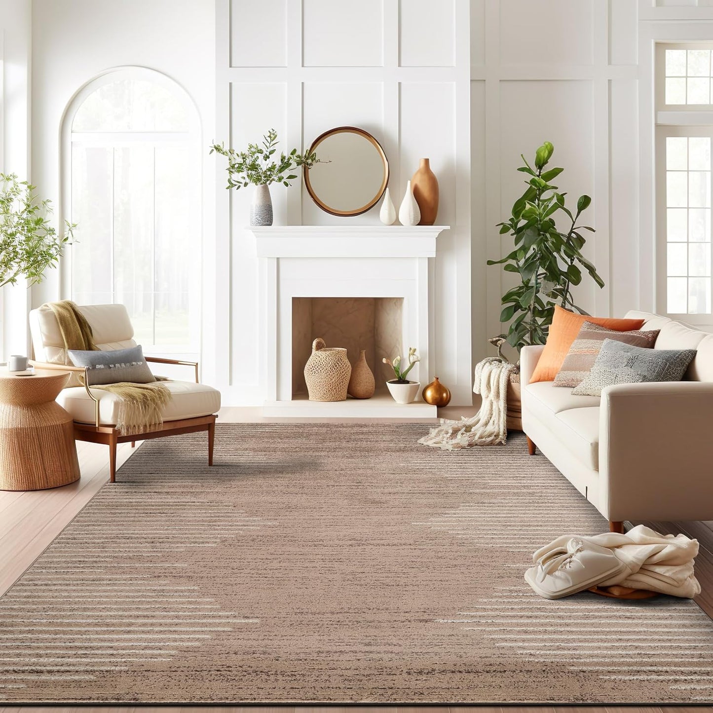 Rugshop Bohemian Stripe Stain Resistant Area Rug for Home