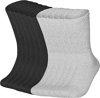 Diabetic Crew Socks for Men & Women - Extra Wide Comfort Fit