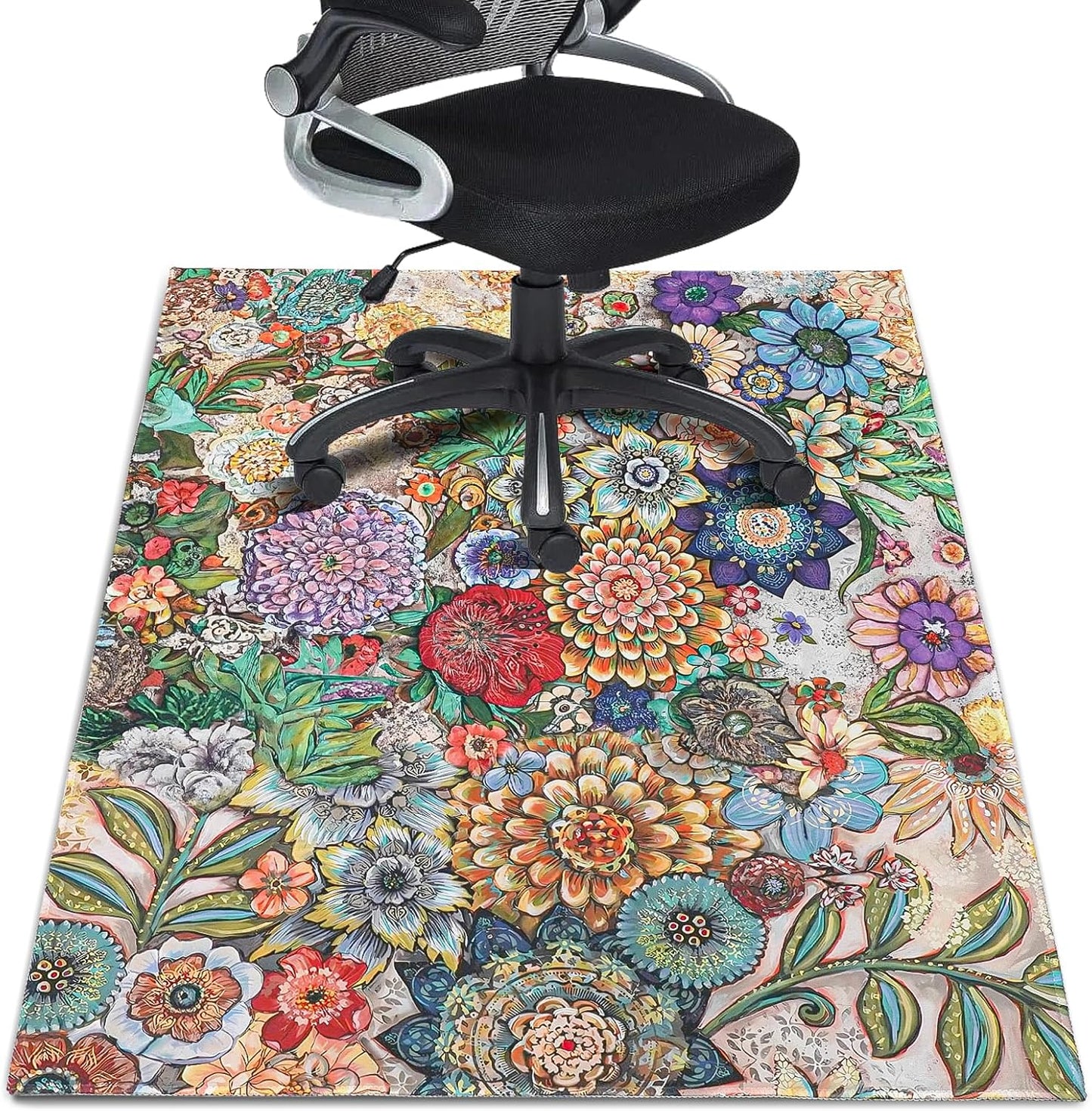 Non-Slip Floral Office Chair Mat - Protects Hard Floors!