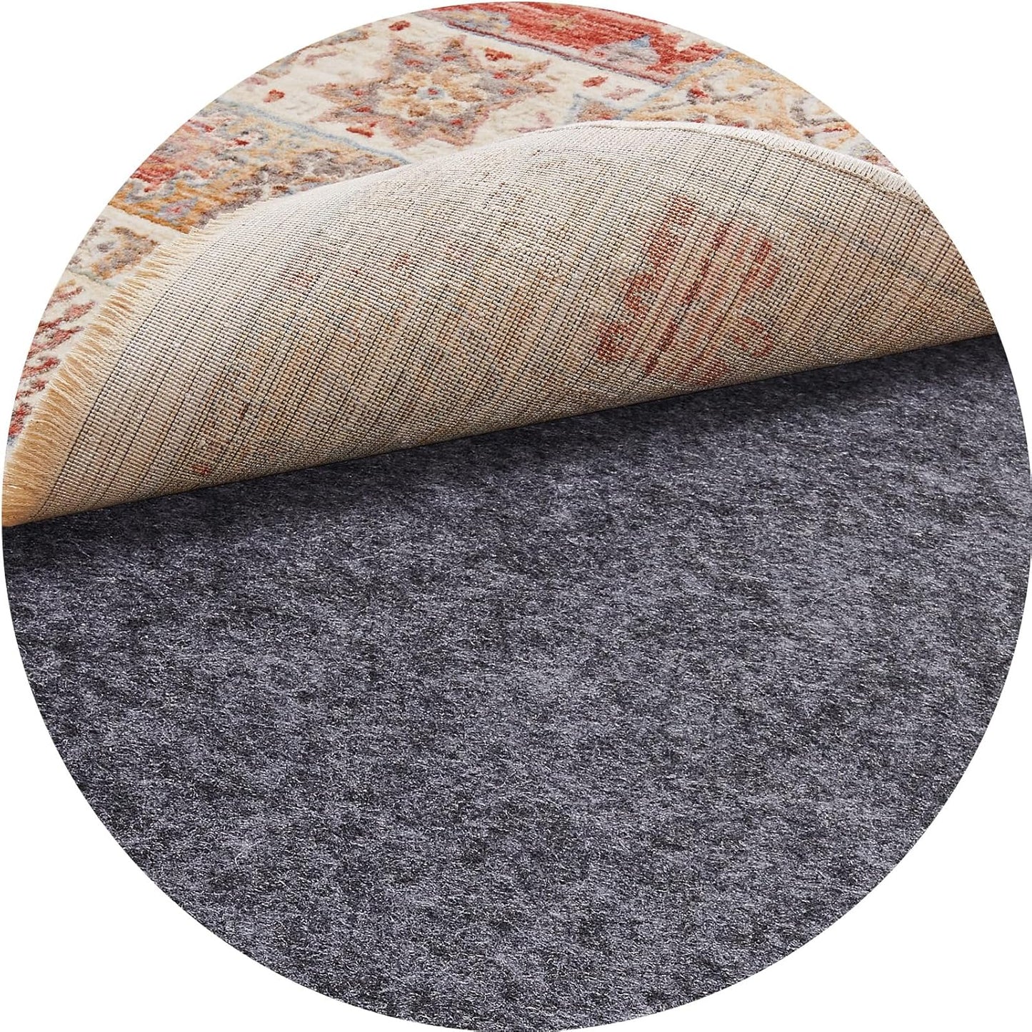 Veken 5 Ft Round Non Slip Cushioned Rug Pad Gripper for Safety