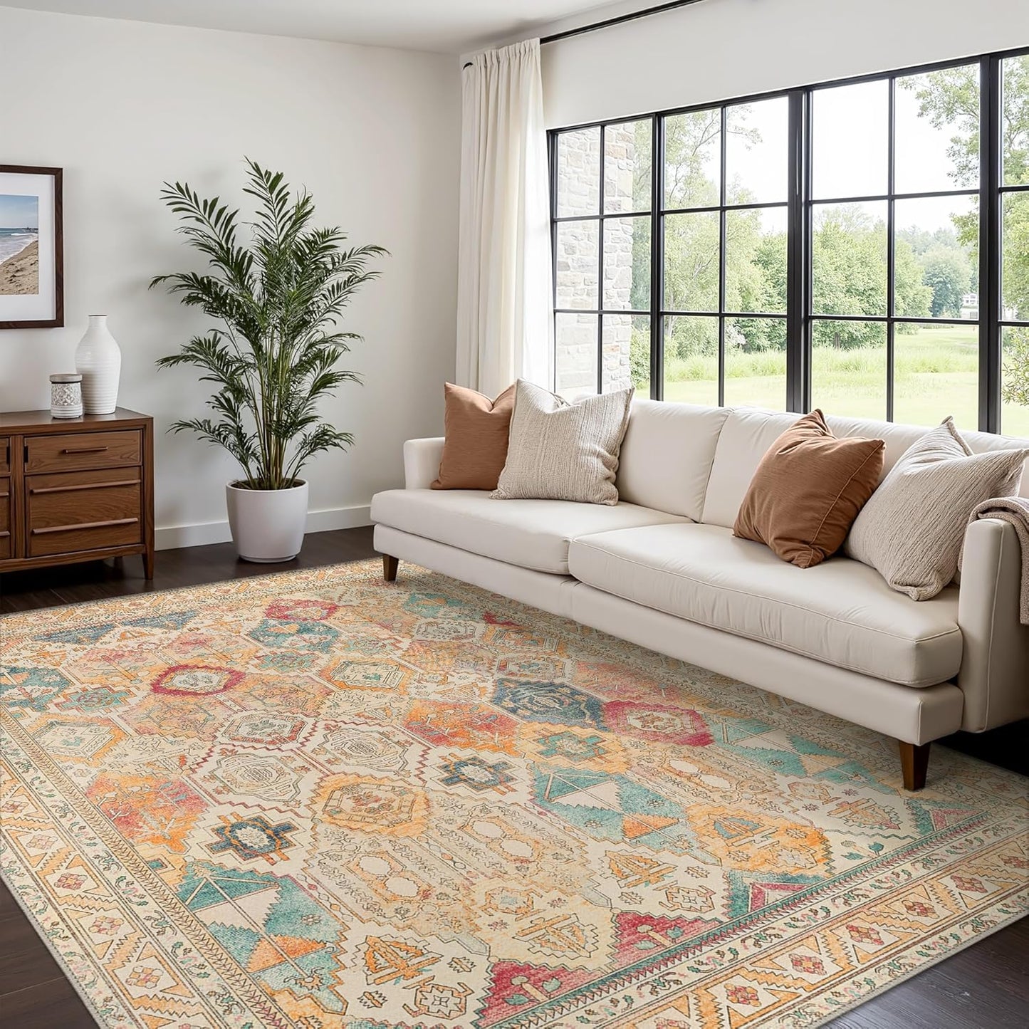 Bavni Washable Rug 8x10 Area Rug for Living Room and Bedroom