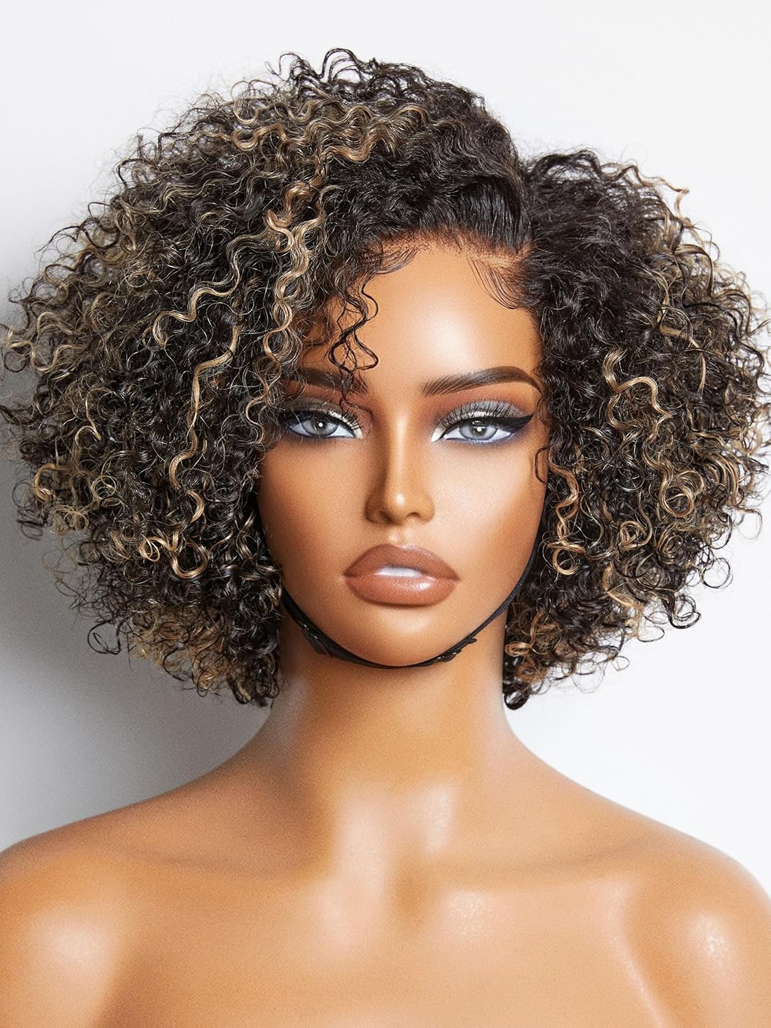 LUVME HAIR 8 Inch Blonde Highlight Curly Human Hair Wig Review