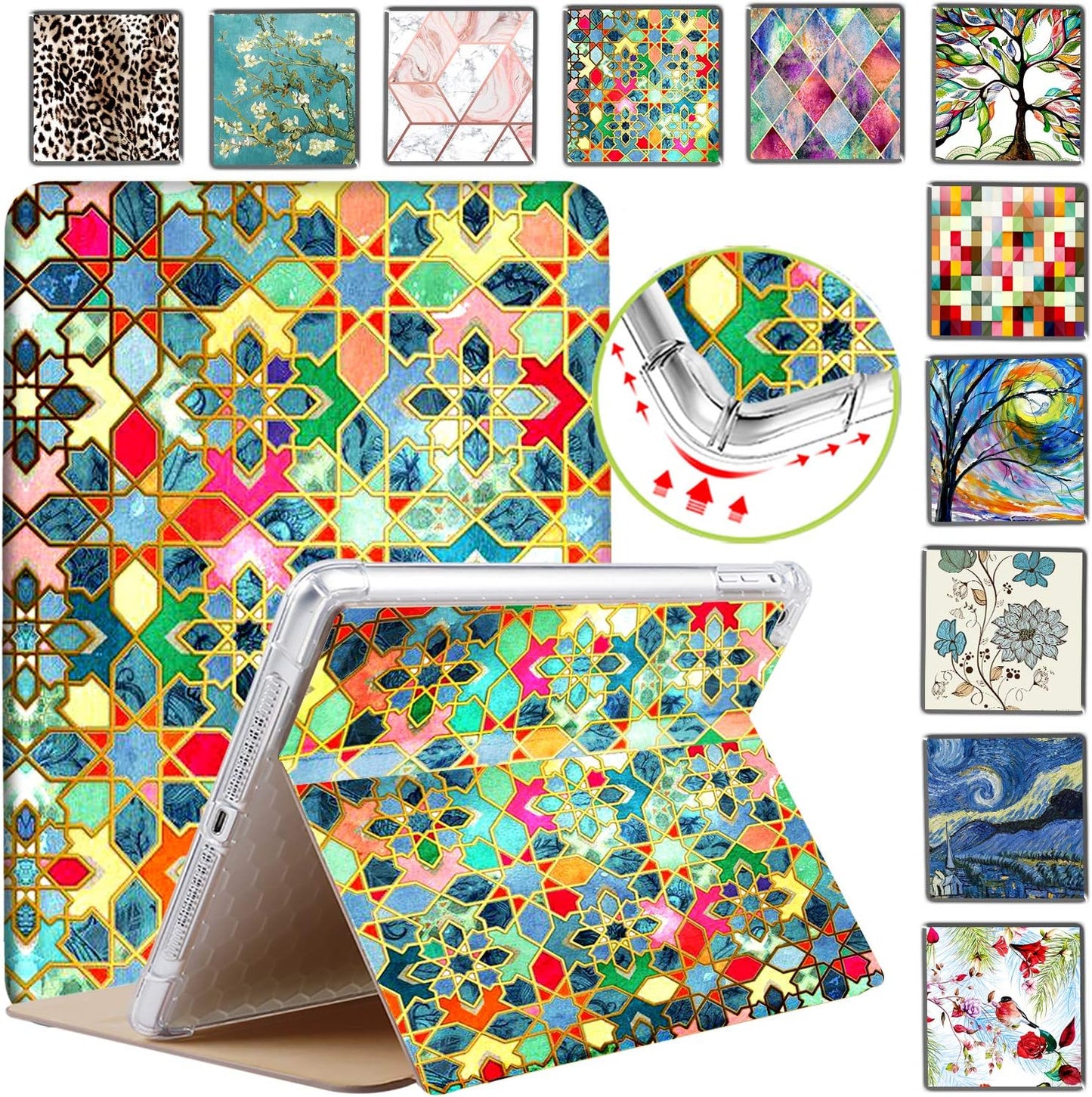 DuraSafe iPad Case for 9.7 in 5th 6th Gen & Air 1 2 - Damask