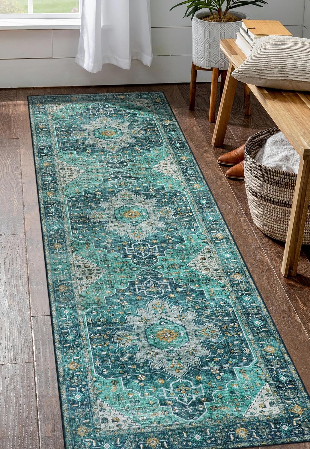 Moynesa Ultra-Thin Washable Teal Non Slip Bathroom Rug Review