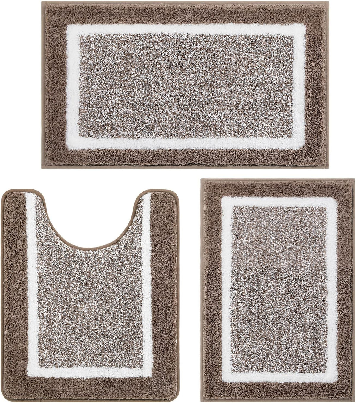 Pauwer Bathroom Rug Set - Plush Non Slip Microfiber Mats