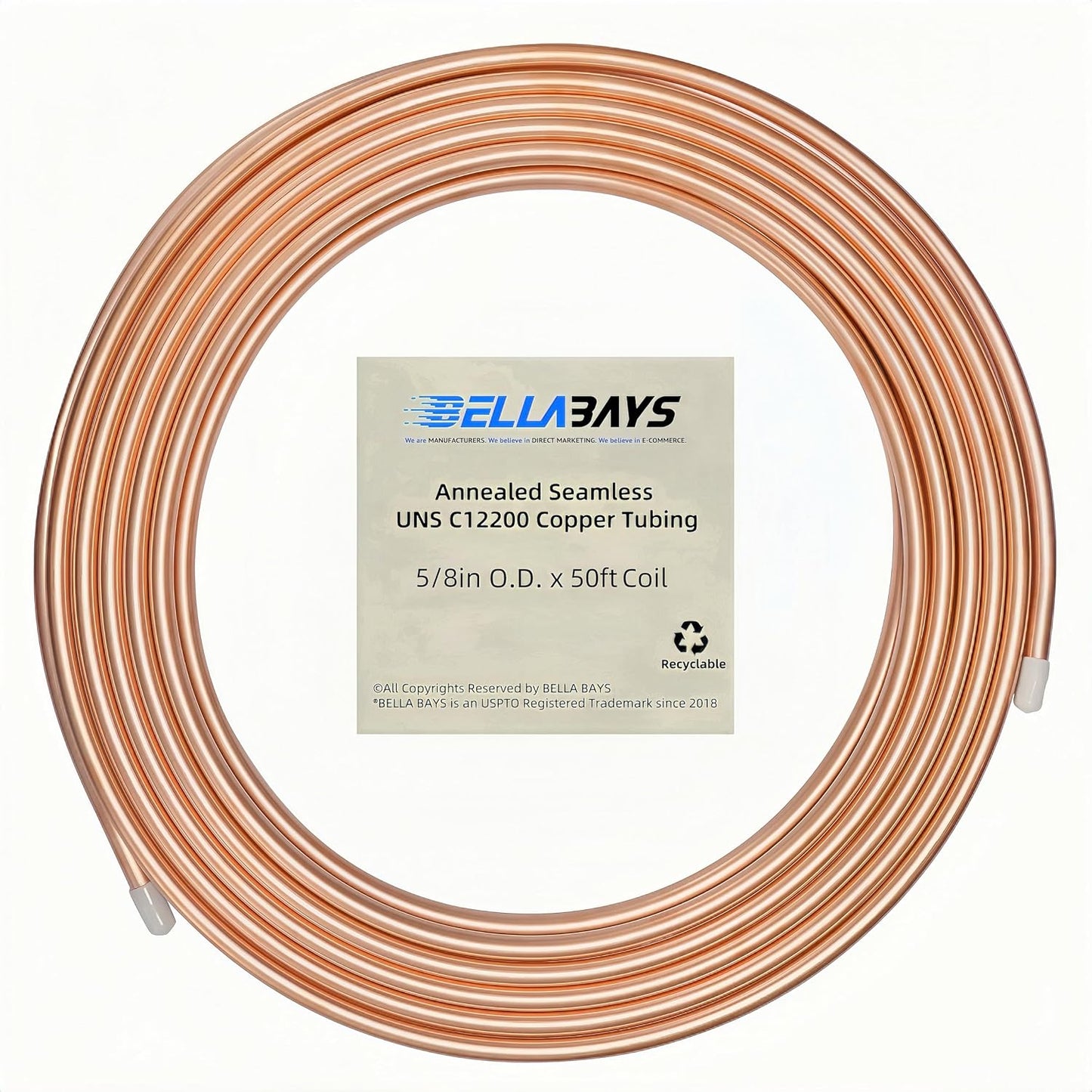 Copper Tubing 5/8 OD x 0.562 ID x 50 ft for HVAC Projects