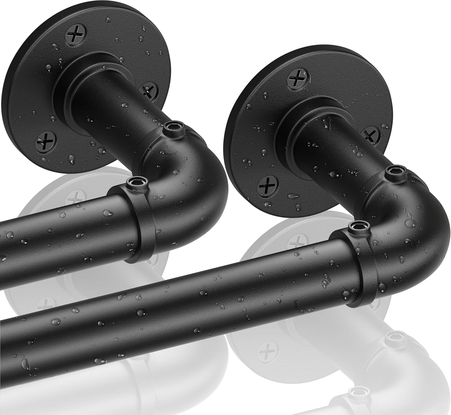 Rustic Black Wrap Around Curtain Rod Set