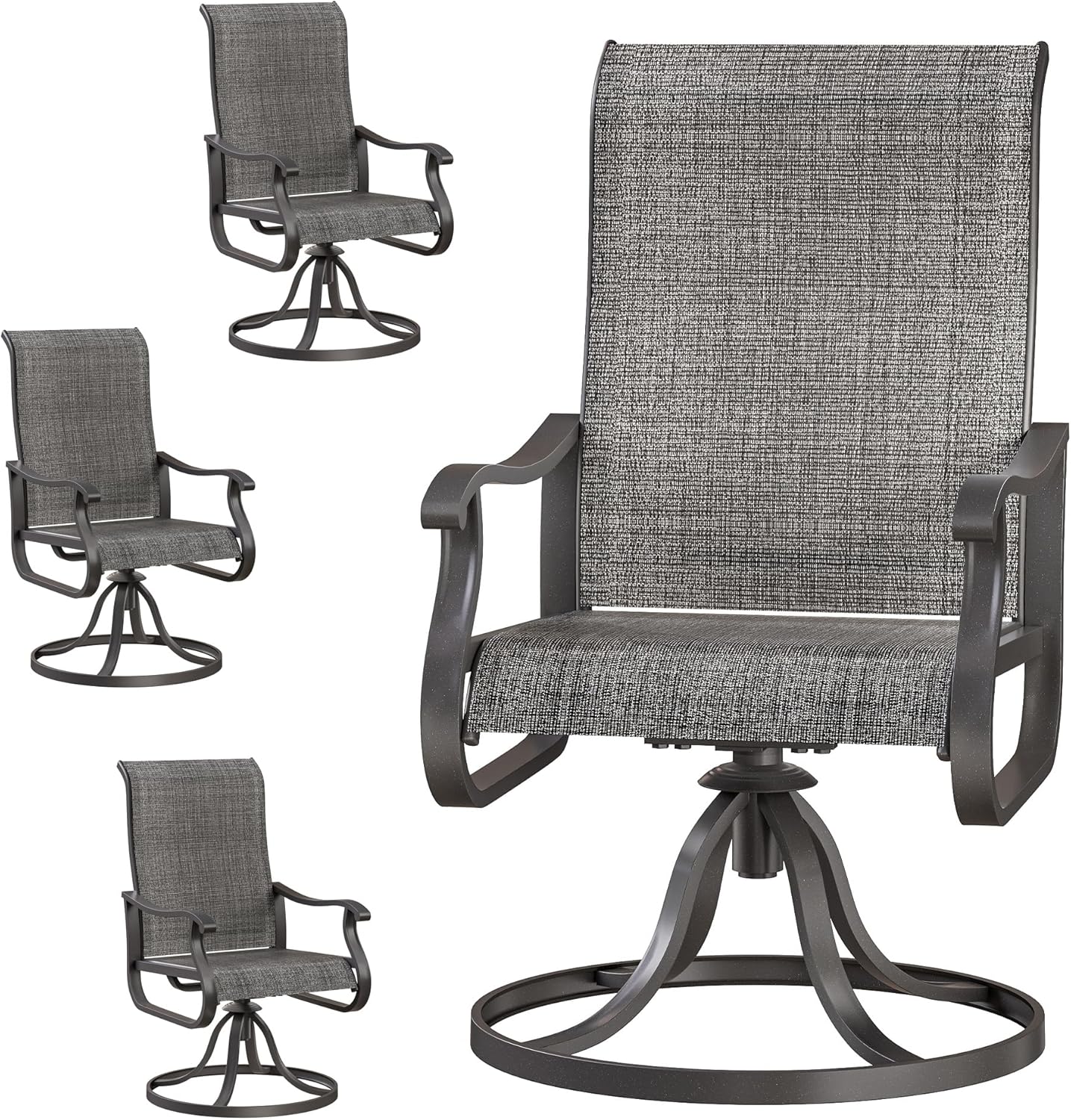 Patio Swivel Chairs Set of 4 for Outdoor Dining Comfort