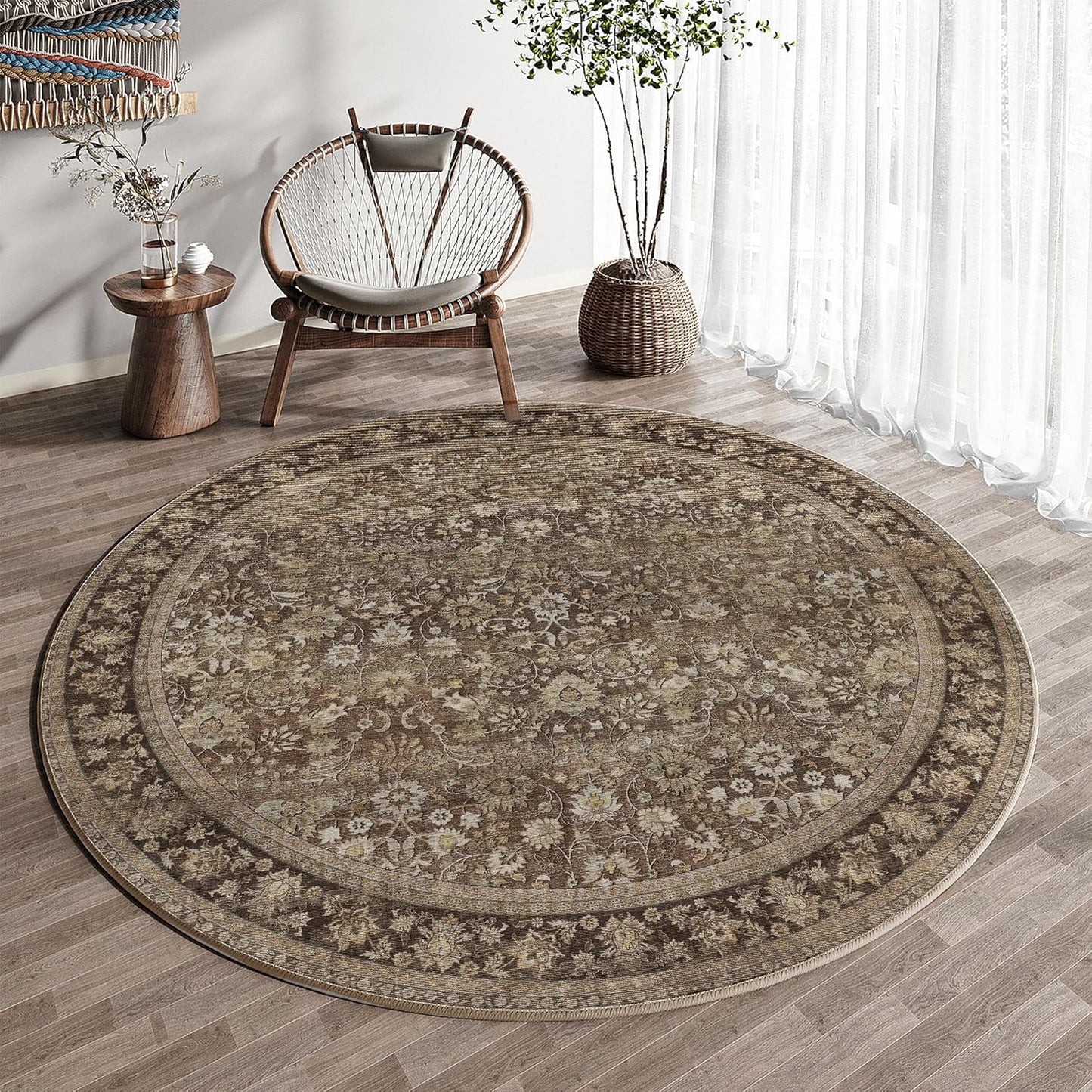 Round Rug 6ft Entryway Rugs Machine Washable for Home Decor