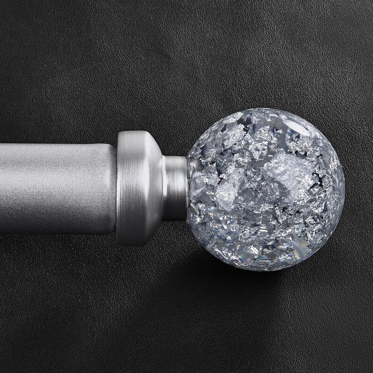 Silver Curtain Rods for Windows 66 to 120 Inch with Crystal Finials