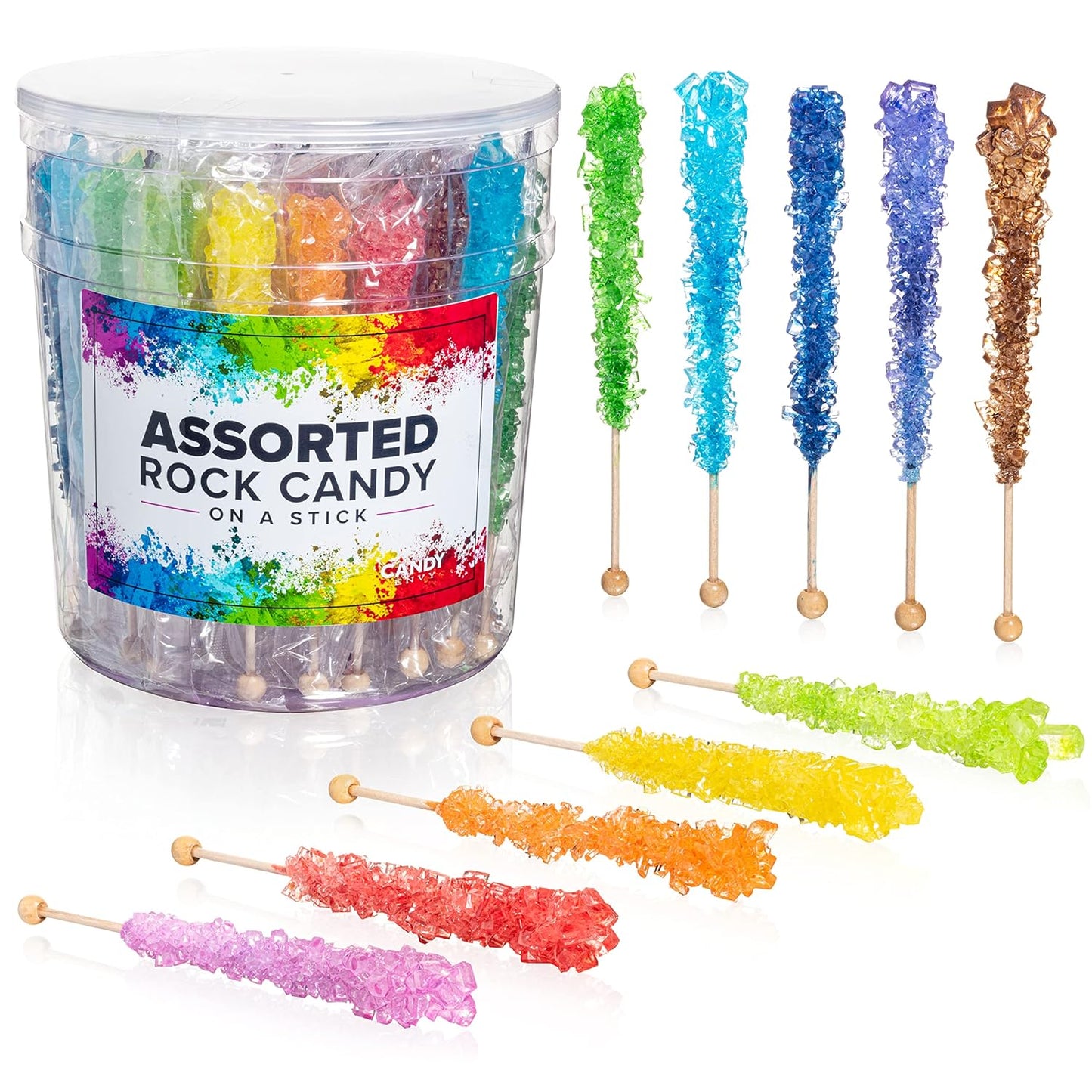 Assorted Rock Candy Sugar Sticks - 36 Individually Wrapped Treats