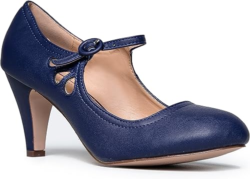 J. Adams Pixie Heels for Women - Retro Mary Jane Pumps Style