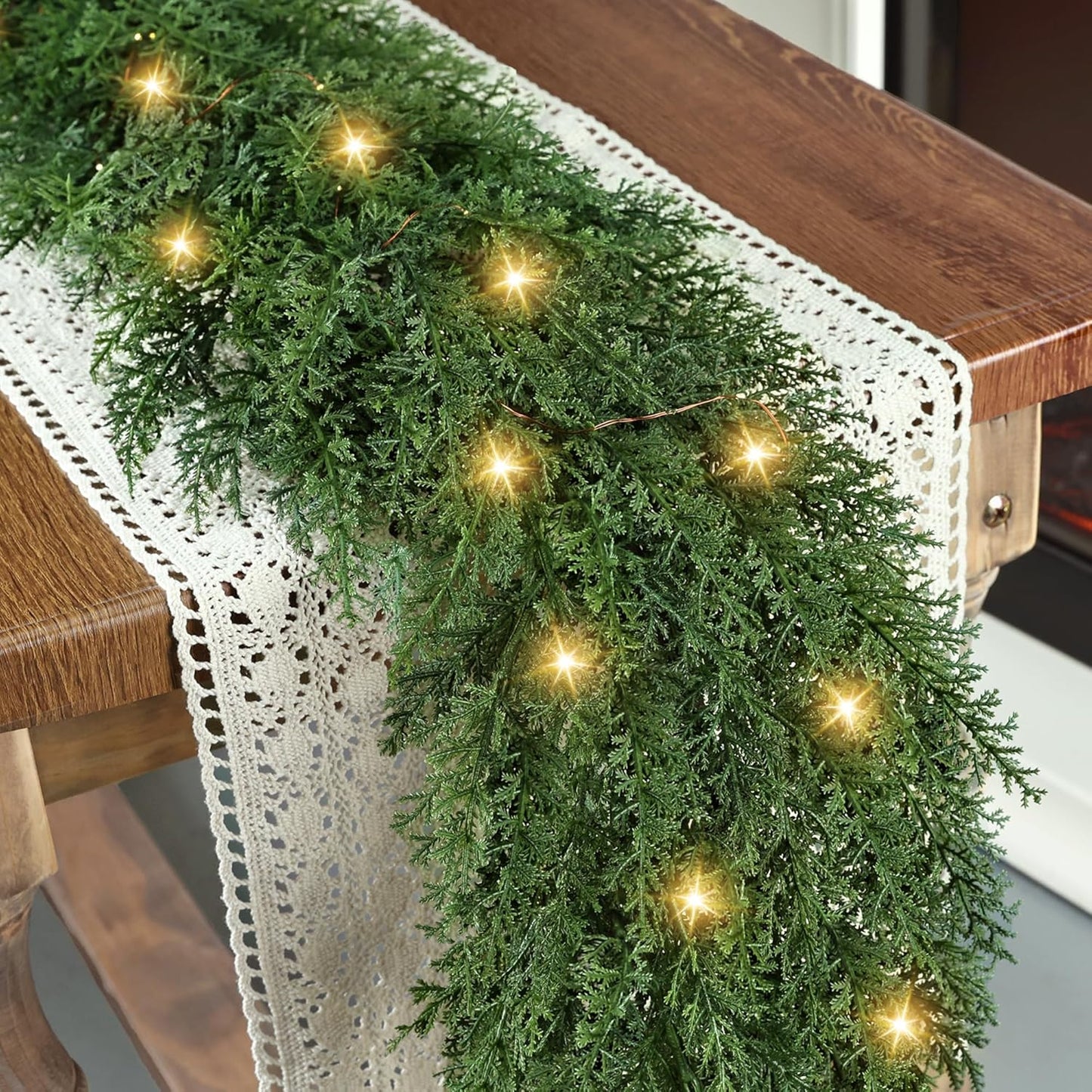Realistic Christmas Garland with 8 Lighting Modes for Holiday Decor