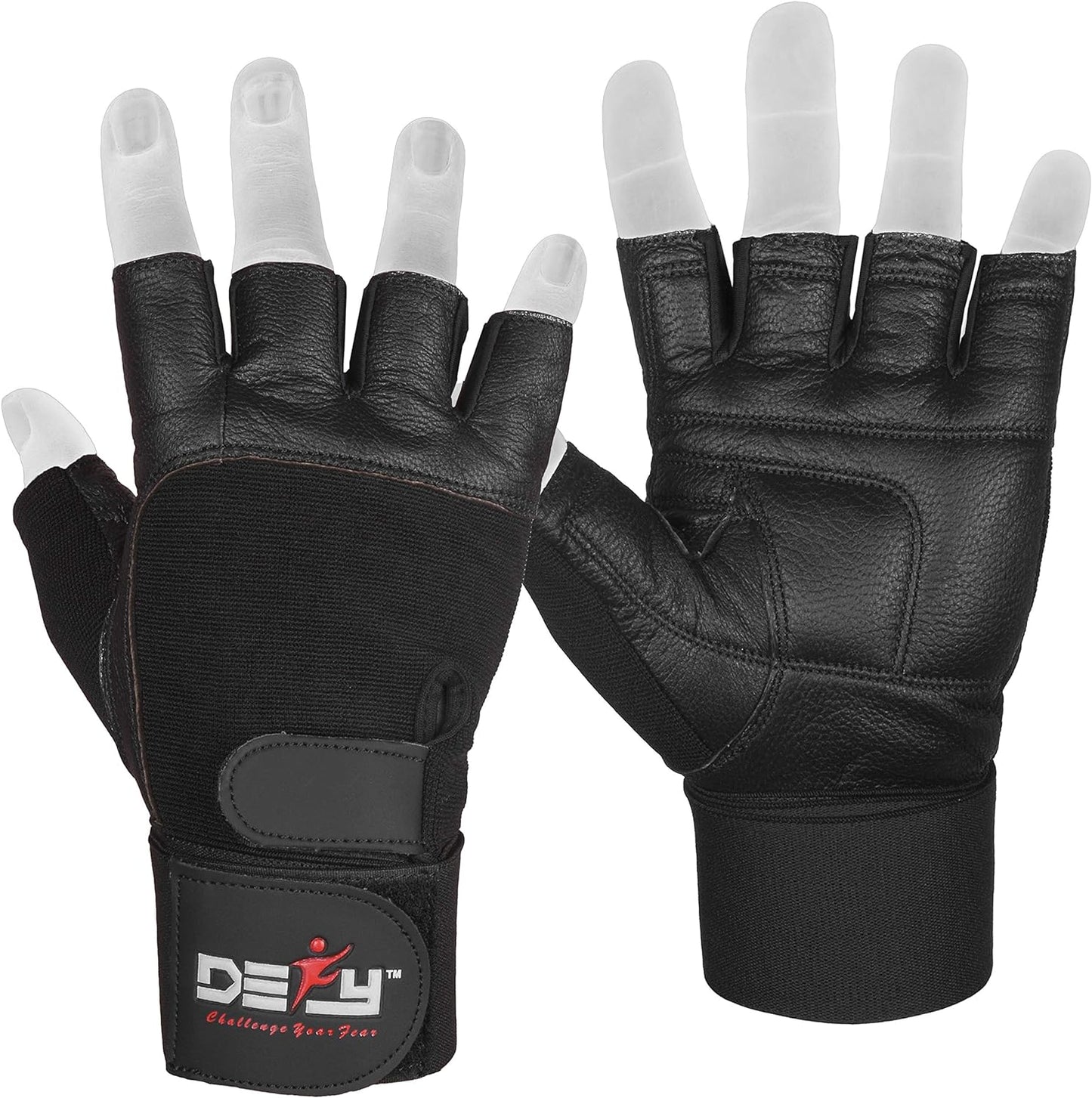 DEFY Padded Leather Gym Gloves - Defy Fear & Lift Strong