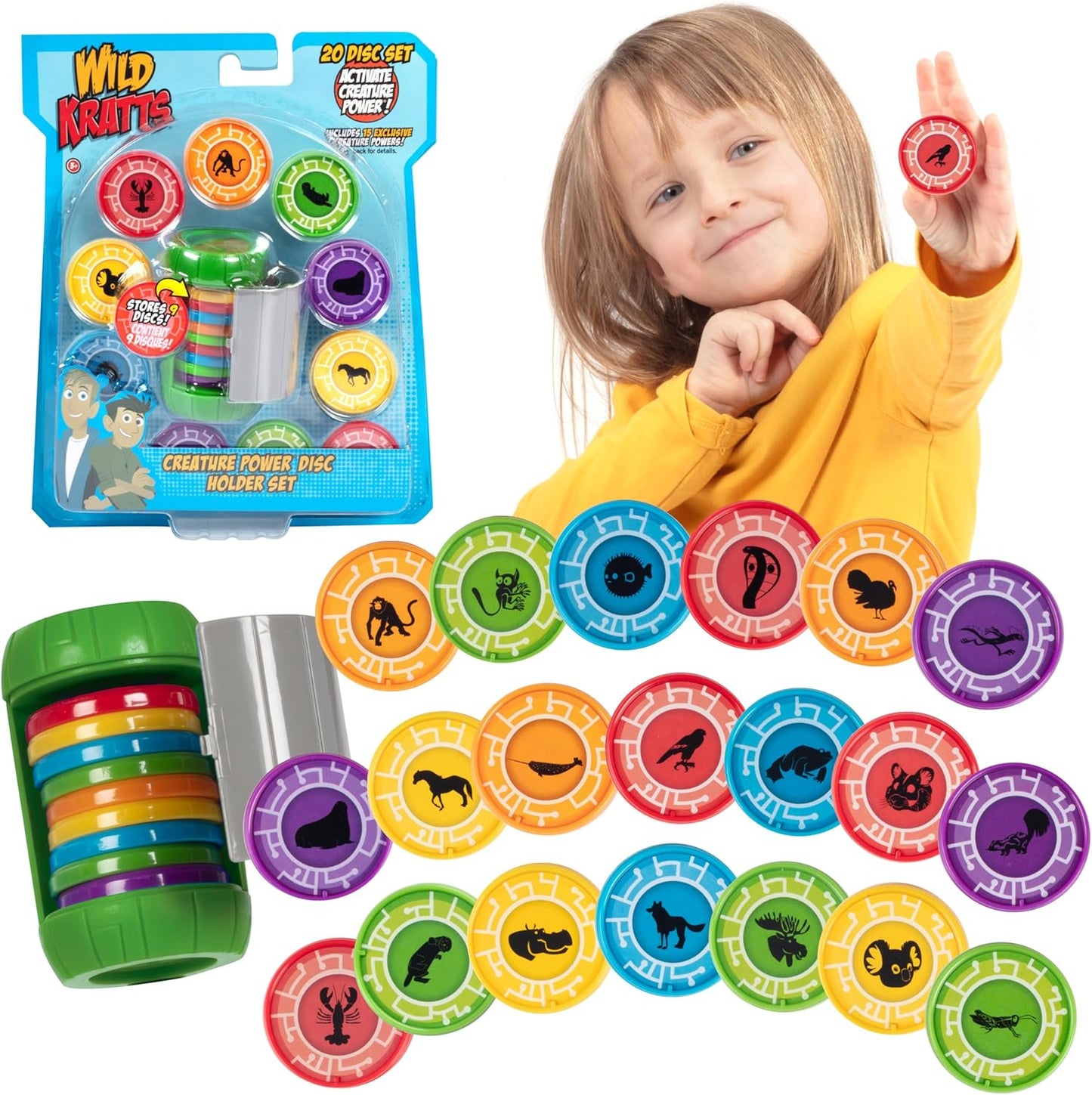 Wild Kratts Creature Power Disc Holder Set with 20 Discs for Kids